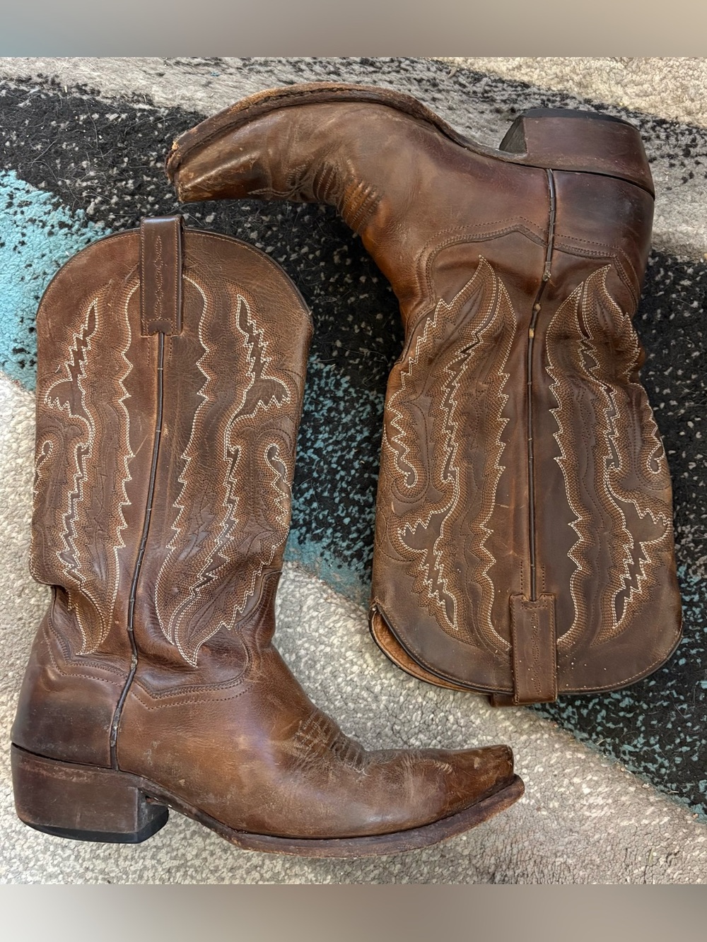 Dan Post Men's Earp Brown Leather Cowboy Boots Calf 7.5 Rugged Work Farm Barn